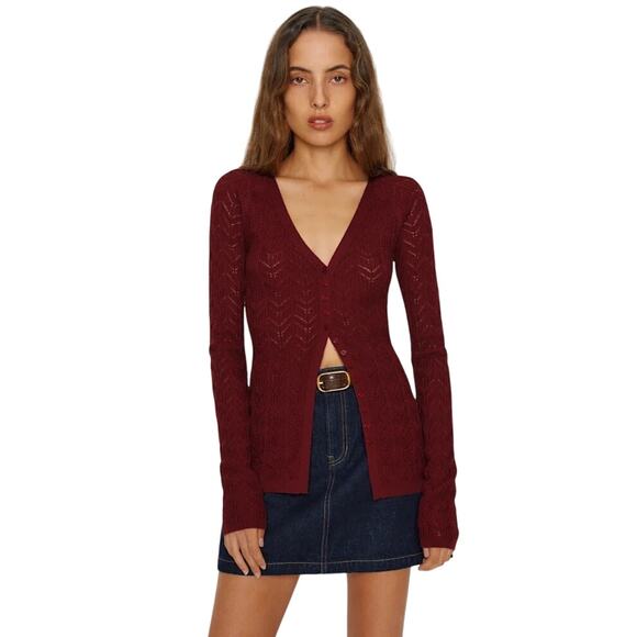 Reformation Sweaters - Reformation Chianti Sutton Regenerative Merino Open Knit Sweater Size XS